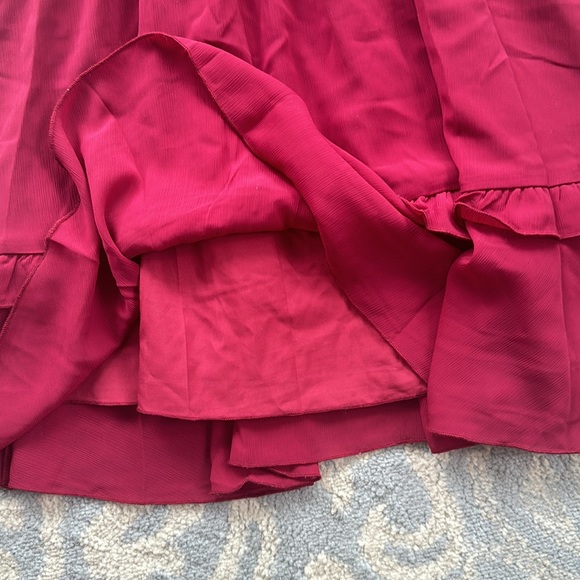 Pretty Garden Tie Front Ruffle Dress Maroon Large - Picture 6 of 8